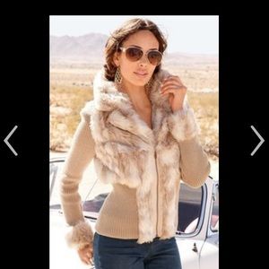 Boston Proper faux fur cardigan / sweater / jacket